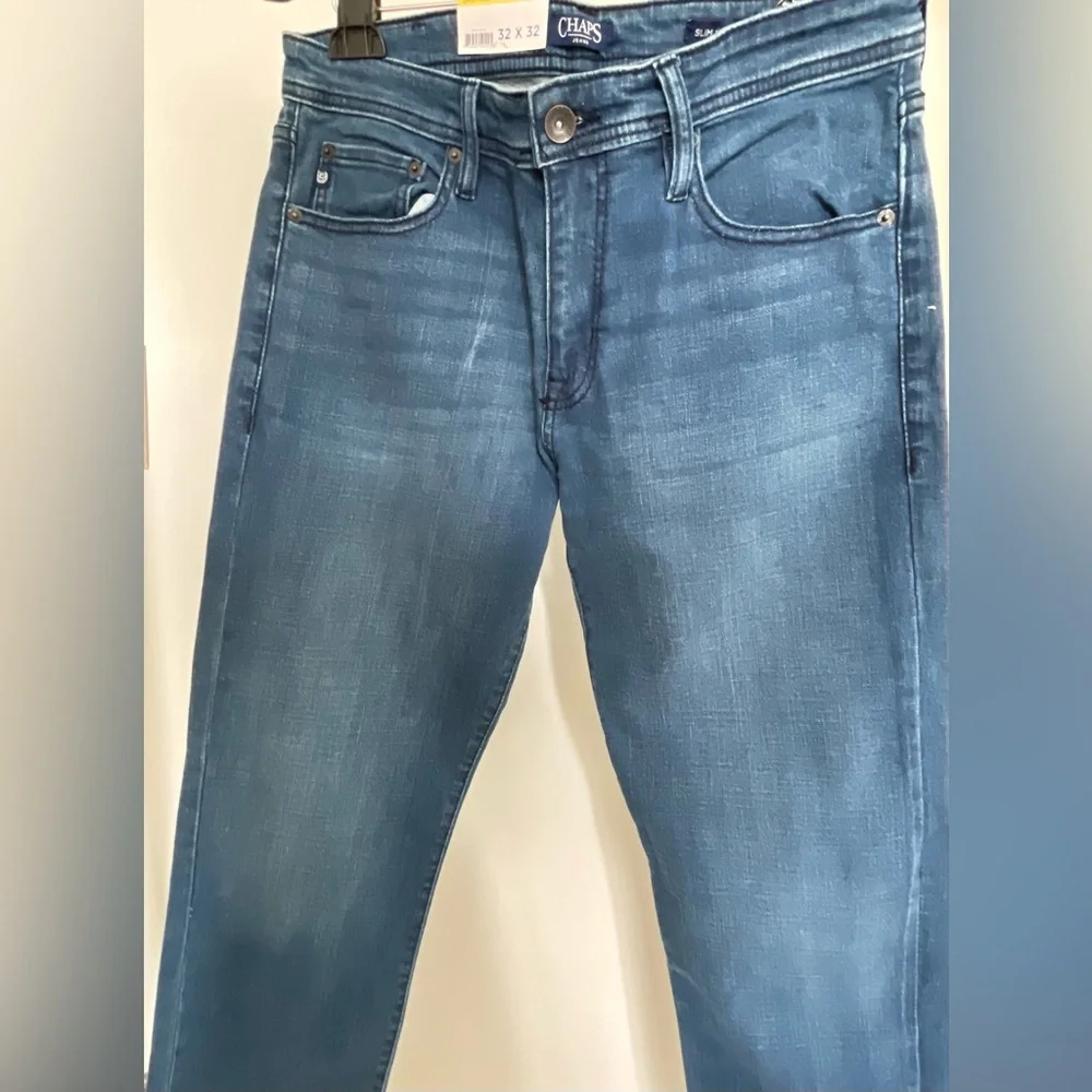 NWT Chaps Blue Slim Straight-Leg Jeans with Classic Fit 32x32